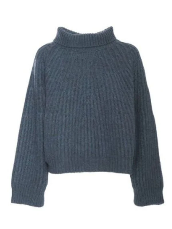 High Neck Rib Wool Blend Knit