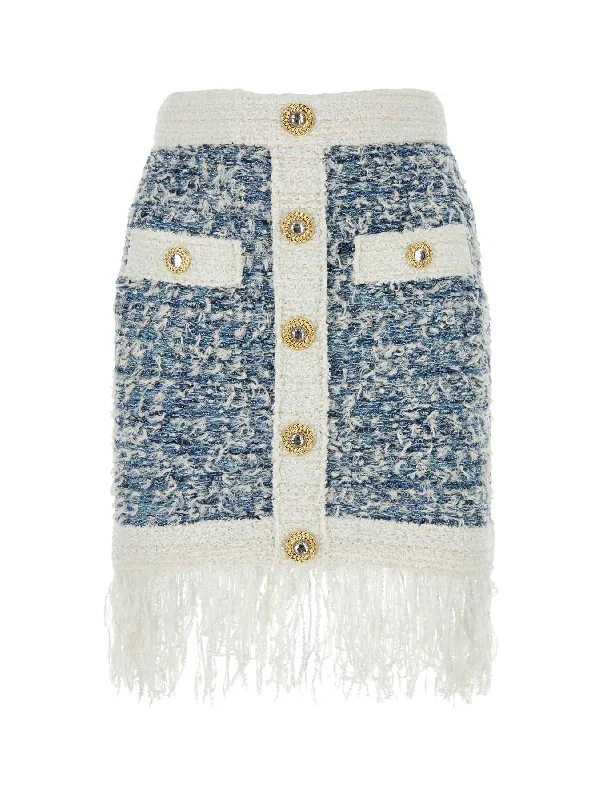 Viscose Tweed Fringe Skirt