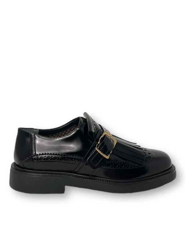 Fringe Leather Strap Loafers