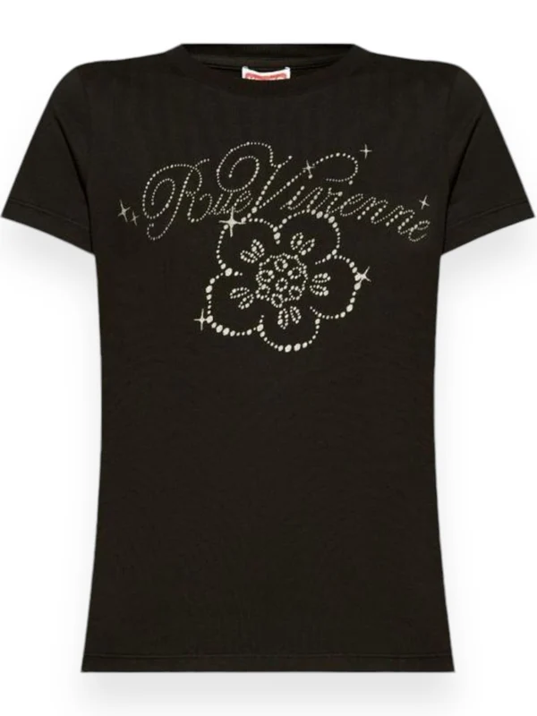 Flower Crystal Cotton Short-Sleeve T-Shirt