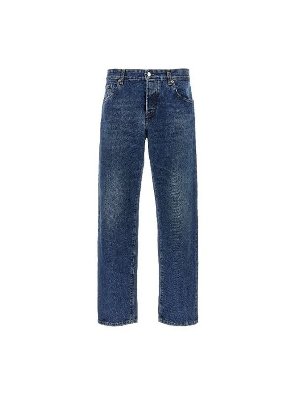 Logo Patch Washed Denim Pants