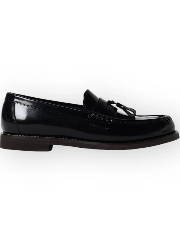 Monili Detail Leather Loafers