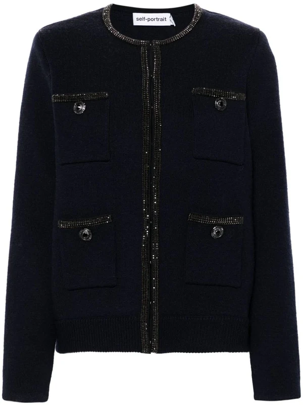 Crewneck Wool Blend Cardigan