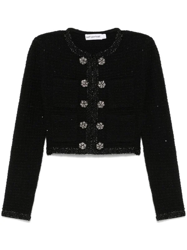Crystal Decoration Cropped Jacket
