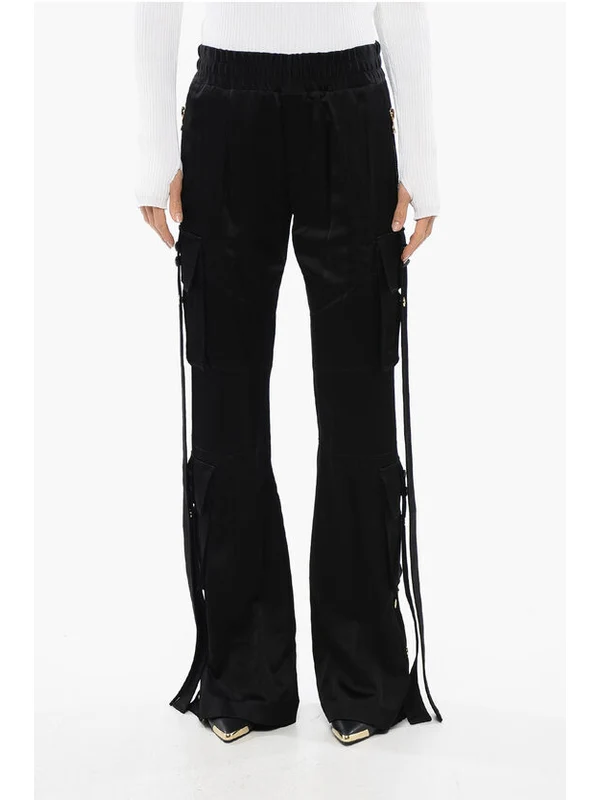Multi-Pocket Satin Cargo Pants