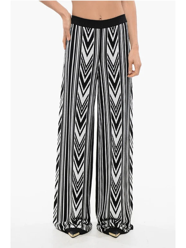 Geometric Pattern Banding Wide Pants