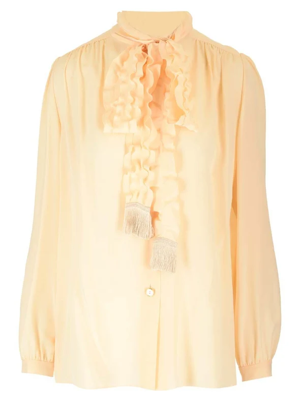 Ruffle Trim Silk Shirt