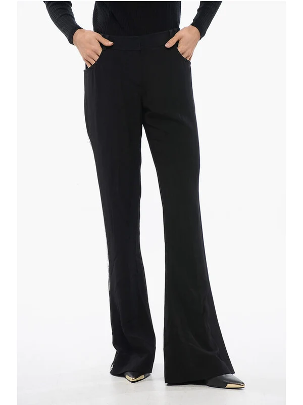 Side Rhinestone Detail Flare Pants