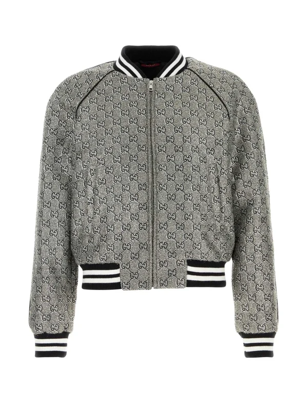 GG Crystal Embroidered Tweed Bomber