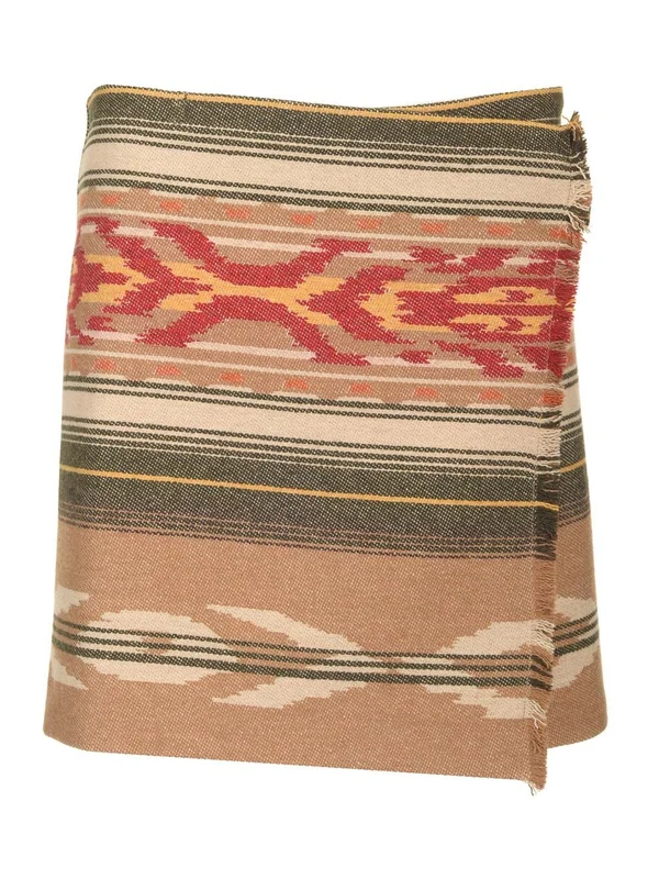 Jacquard Pattern Wrap Skirt