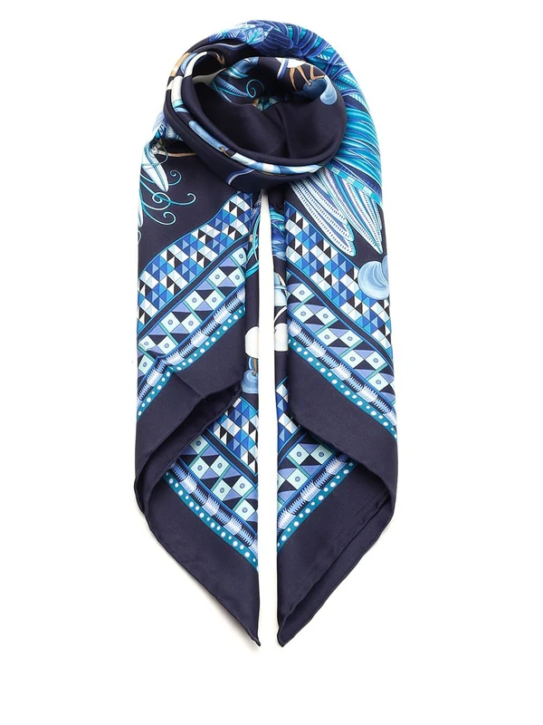 Peacock Pattern Silk Scarf