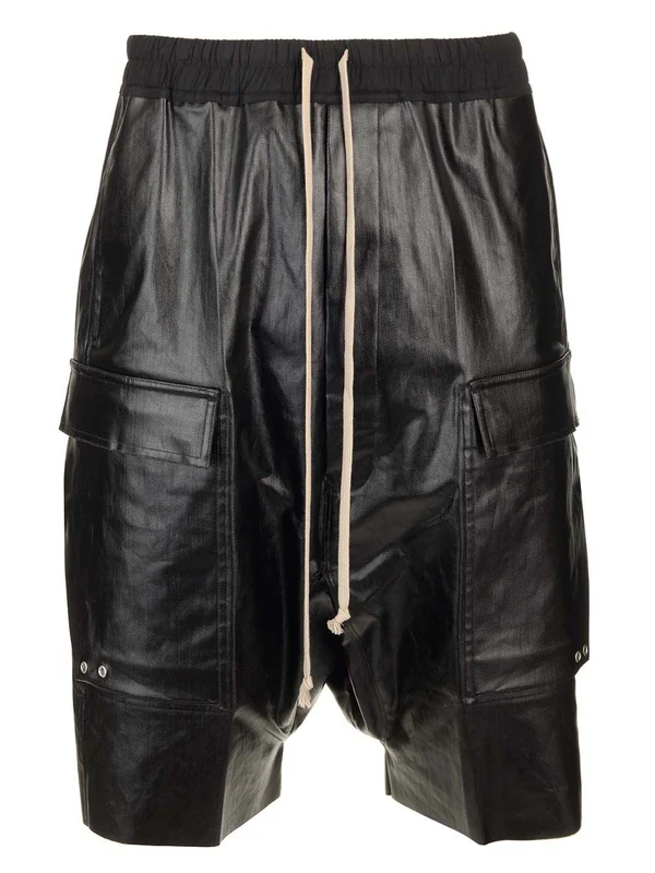 Coated Denim Cargo Shorts