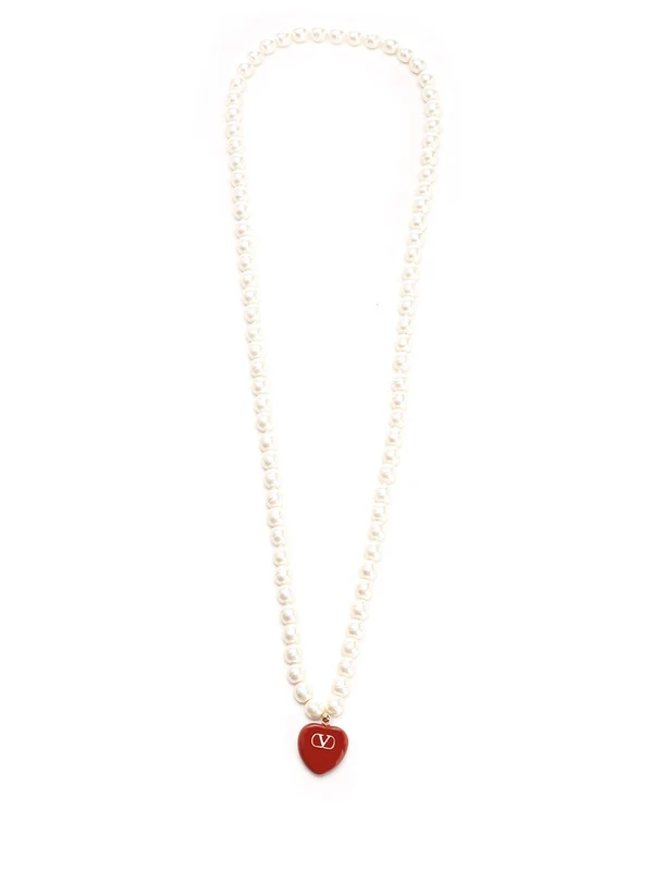 Cœur Heart Logo Pearl Necklace