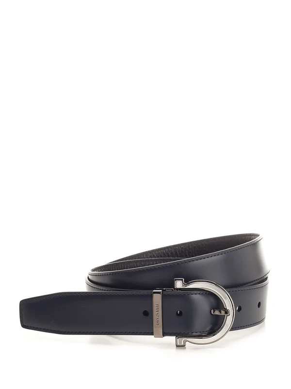 Reversible Gancini Buckle Leather Belt