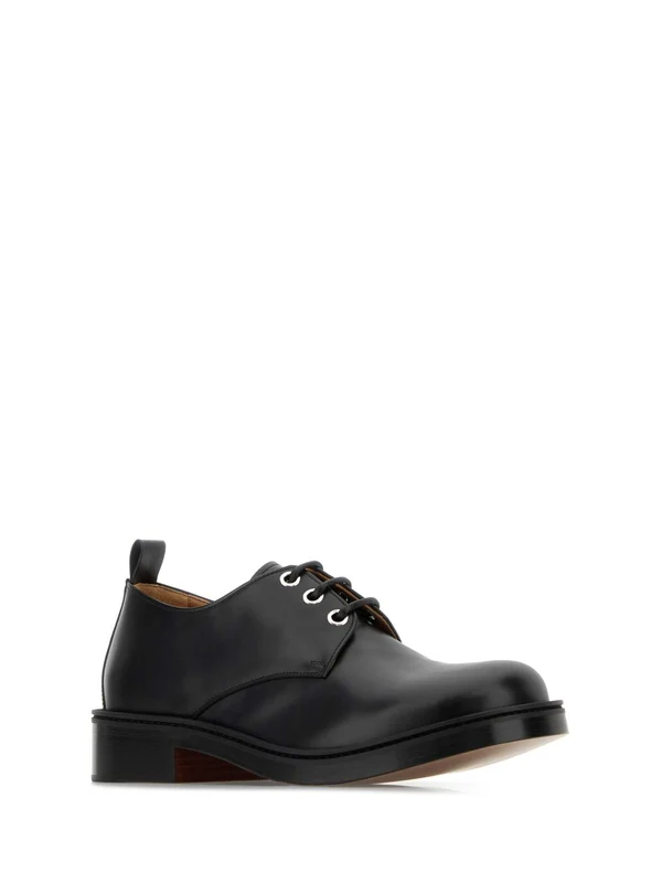 Black Leather Lace-Up Shoes - Image 2