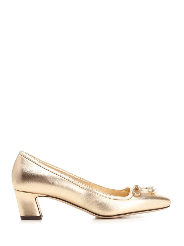 Elme 45 Gold-tone Leather Pumps Heels