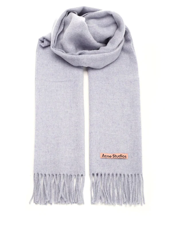 Logo Patch Fringe Wool Muffler