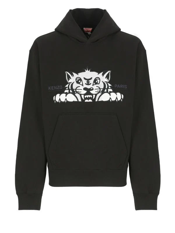 Happy Tiger Embroidery Cotton Hoodie