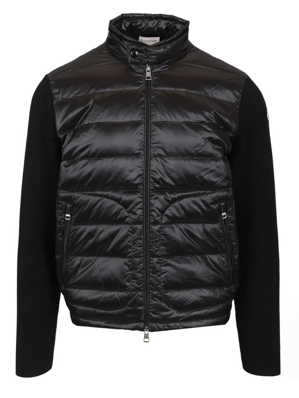 Logo Patch Padded Zip-Up Cardigan