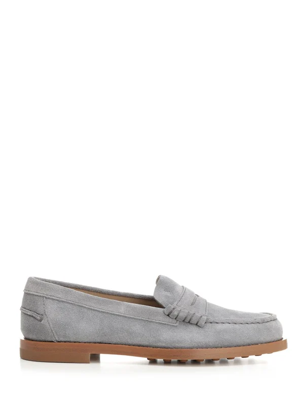 Embossed Logo Suede Loafers