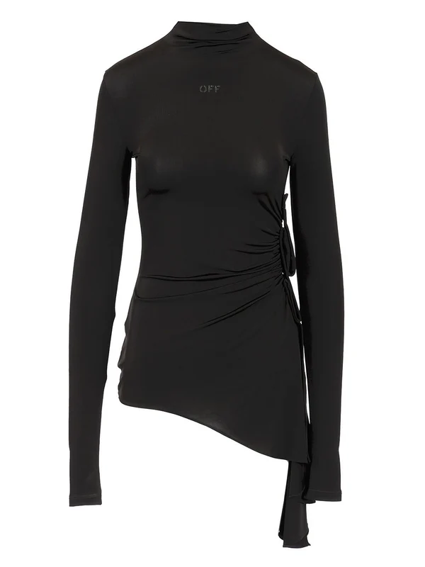 Asymmetric Drape Long-Sleeve Top