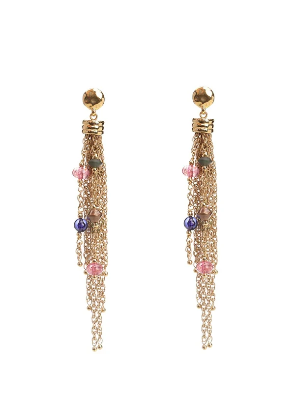 Pompom Jewel Decor Hoop Earrings