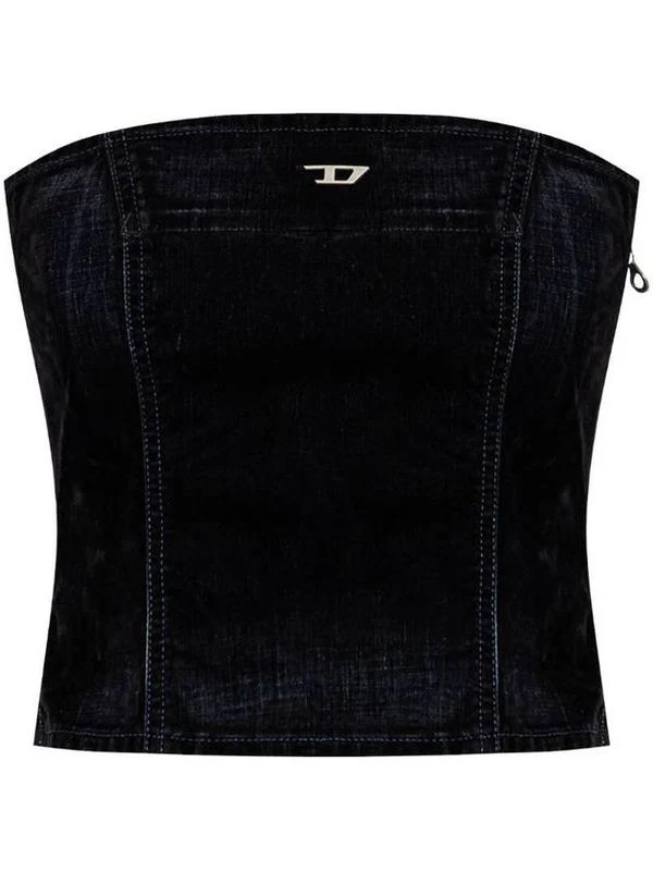 D Metal Logo Embellished Tube-Top