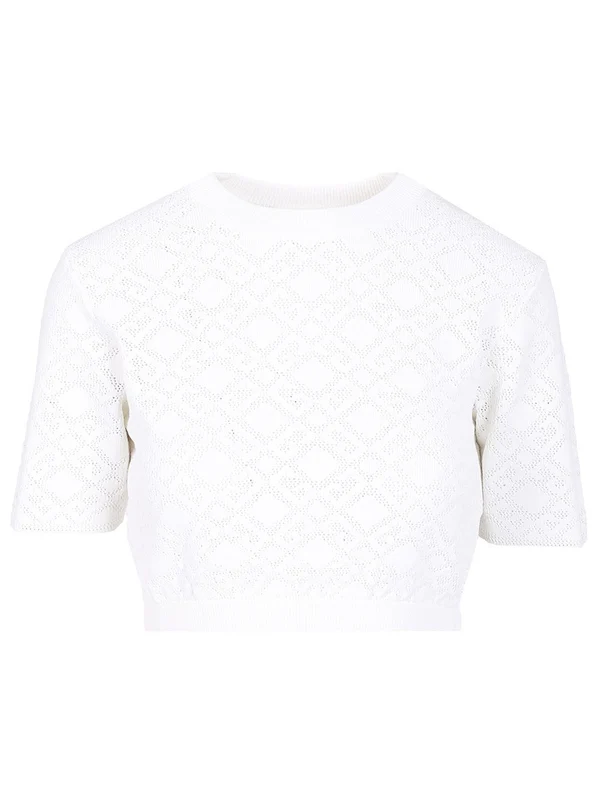 Monogram 72 Jacquard Crop Short Sleeve Sweater