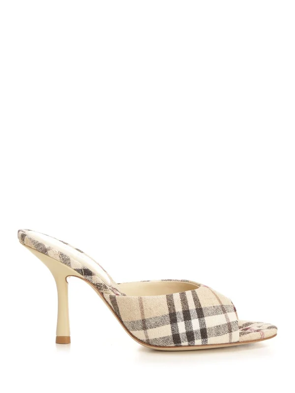 Check Pattern Sandal Heel