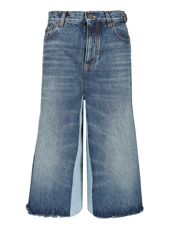 Back Logo Patch Cotton Denim Shorts