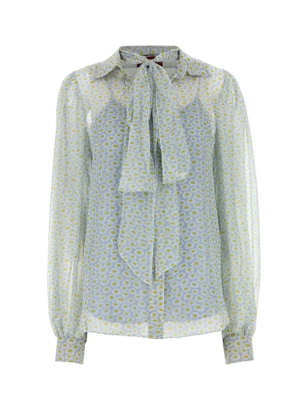 Flower Printing Silk Blouse