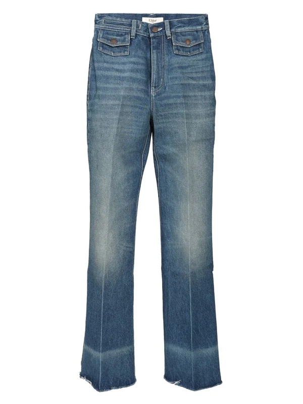 High-Waist Flared Denim Pants