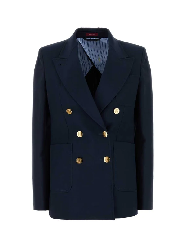 Gold Button Cotton Tailored Jacket