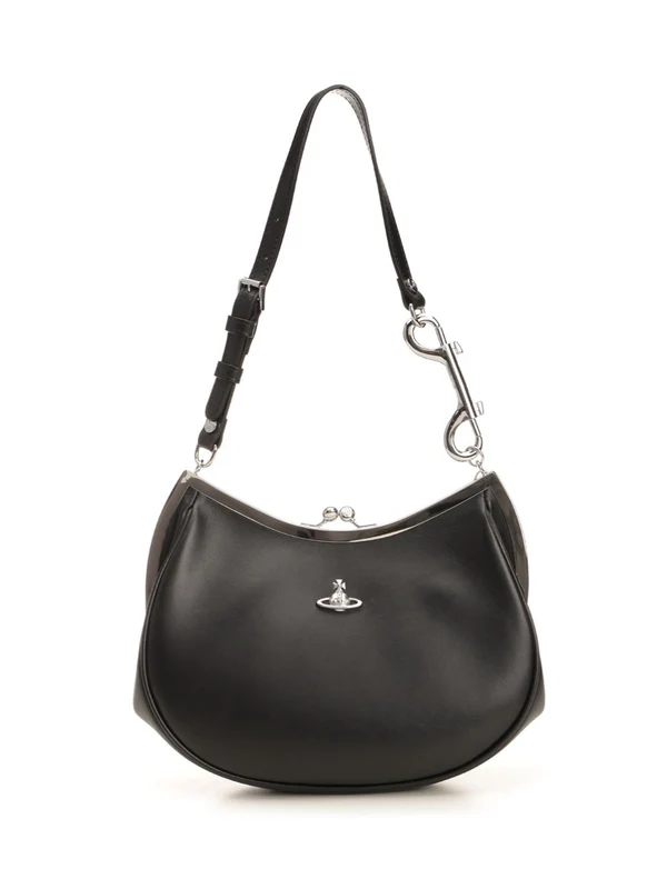 Charm Frame Leather Shoulder Bag