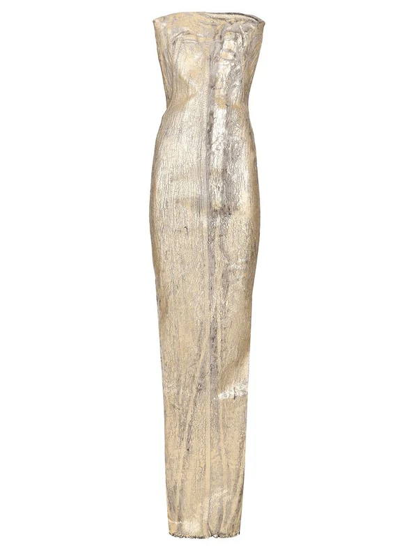 Coated Denim Long Dress