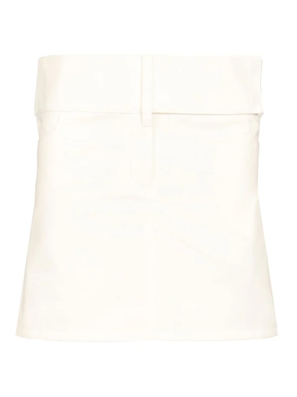 Belted Cotton Blend Mini Skirt