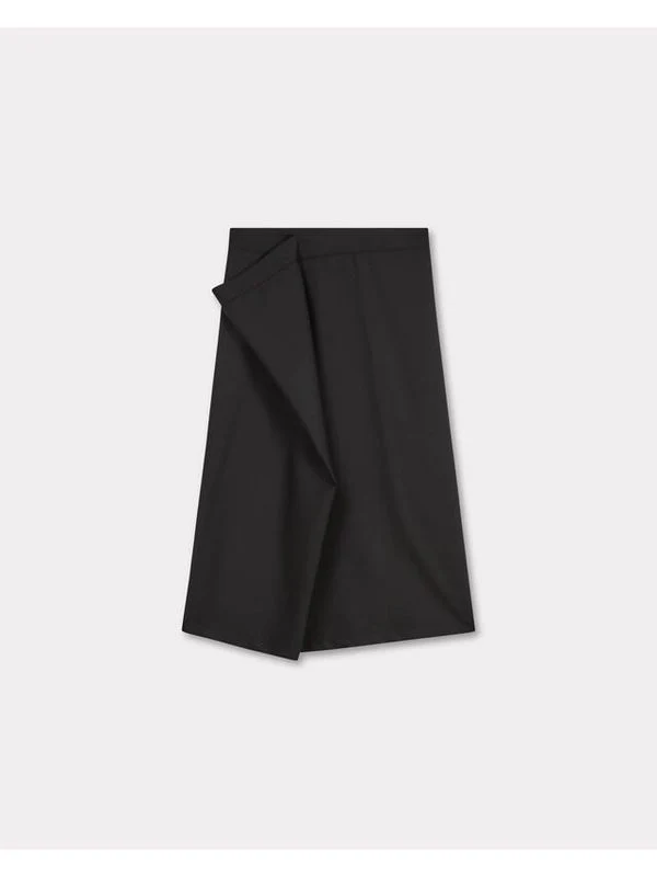 Scarf Detail Wool Midi Skirt