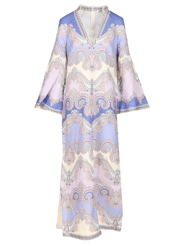 MAAXINE Paisley Linen Midi Dress