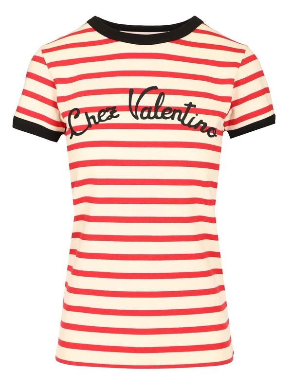 Embroidered Logo Stripe Short-sleeve T-shirt