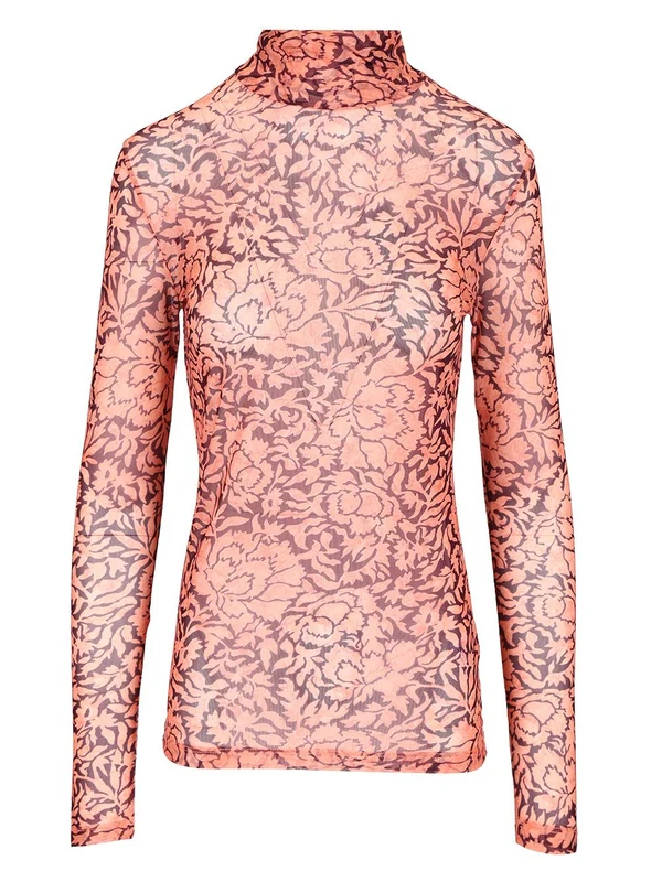 Stretch Tulle High-neck Sweater