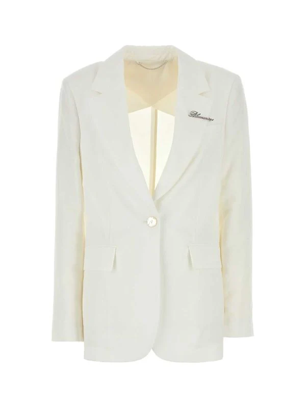 Logo Brooch Single Breasted Jacket