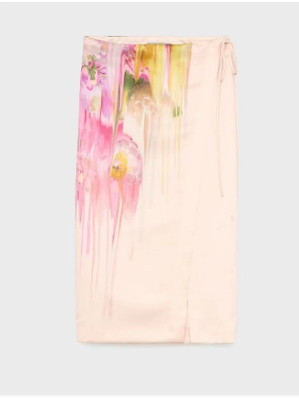 Flower Pattern Midi Skirt