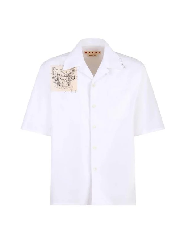 Graphic Detail Button-Up Short Sleeve Shirt