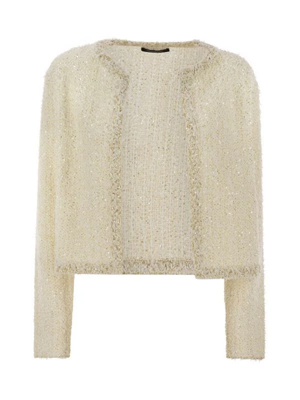 Sequin Embellished Boucle Cardigan