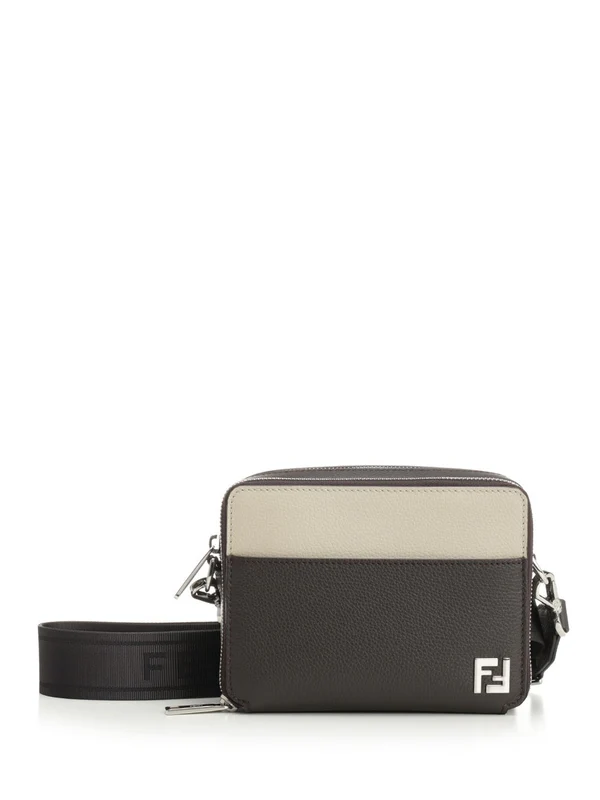 Diagonal Leather Camera Crossbody Bag
