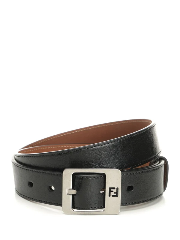 FF Logo Buckle Leather Belt