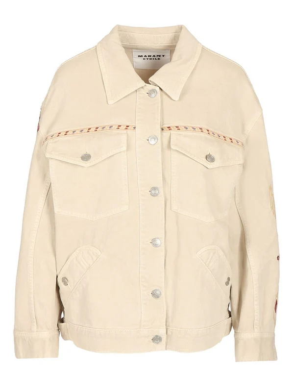 MANONA Fringe Embroidered Denim Jacket