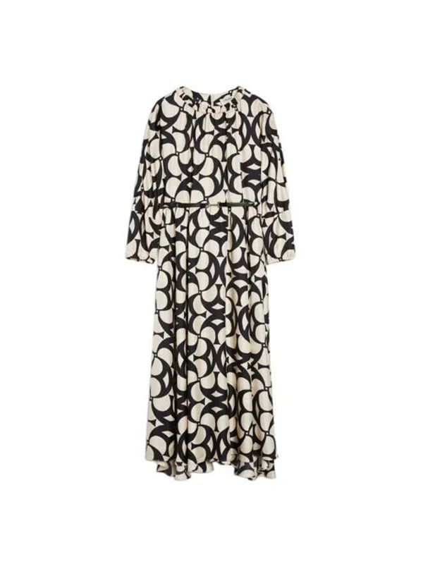 Graphic Printing Silk Midi Dress