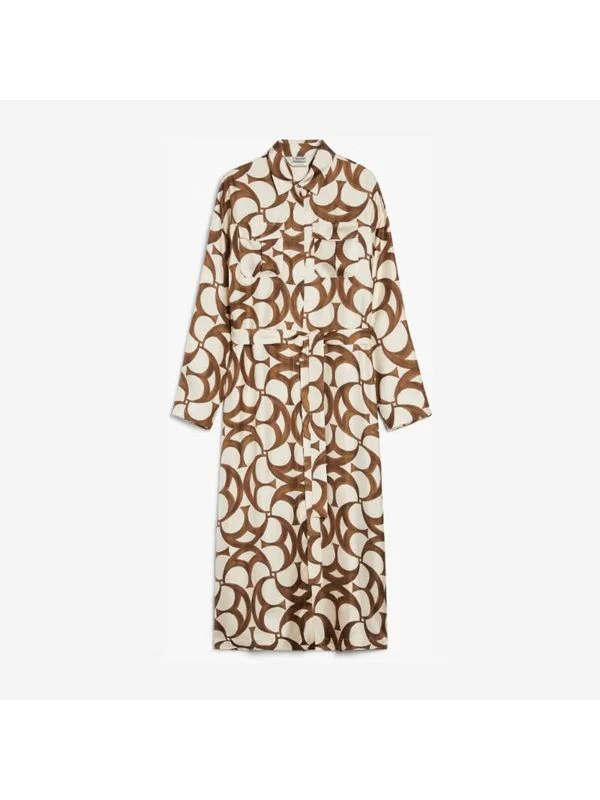 Graphic Printing Silk Midi Dress