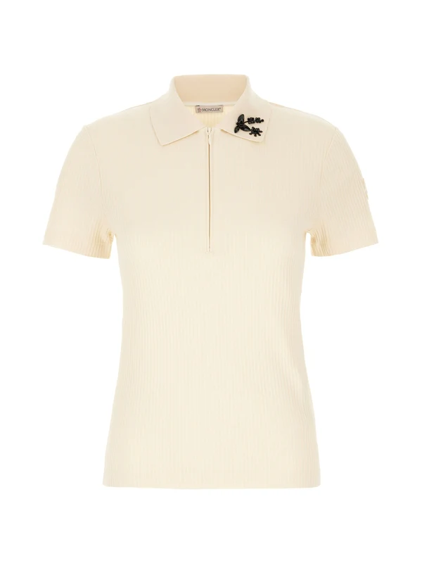 Crystal Collar Detail Polo
  Shirt